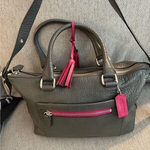 Coach Gray Satchel with Pink Details